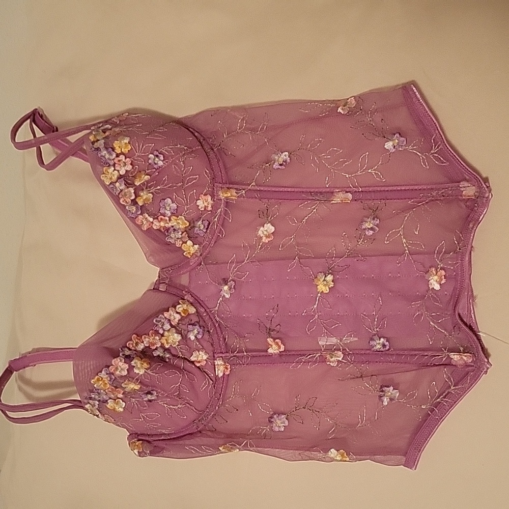 NEFER Italian Lingerie Sheer Bustier  with Gorgeous embroidery details